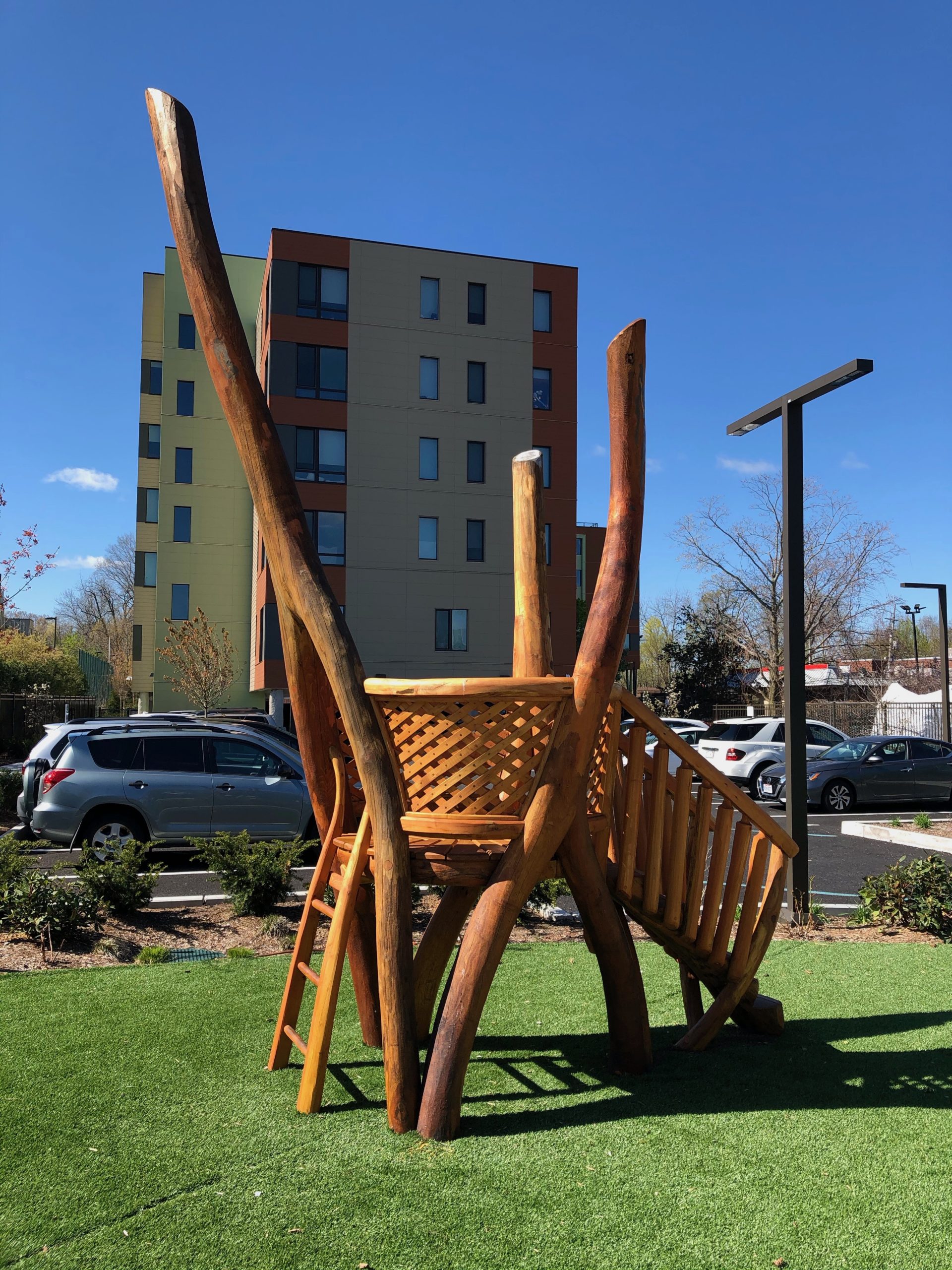 A beautiful play structure in the pocket park