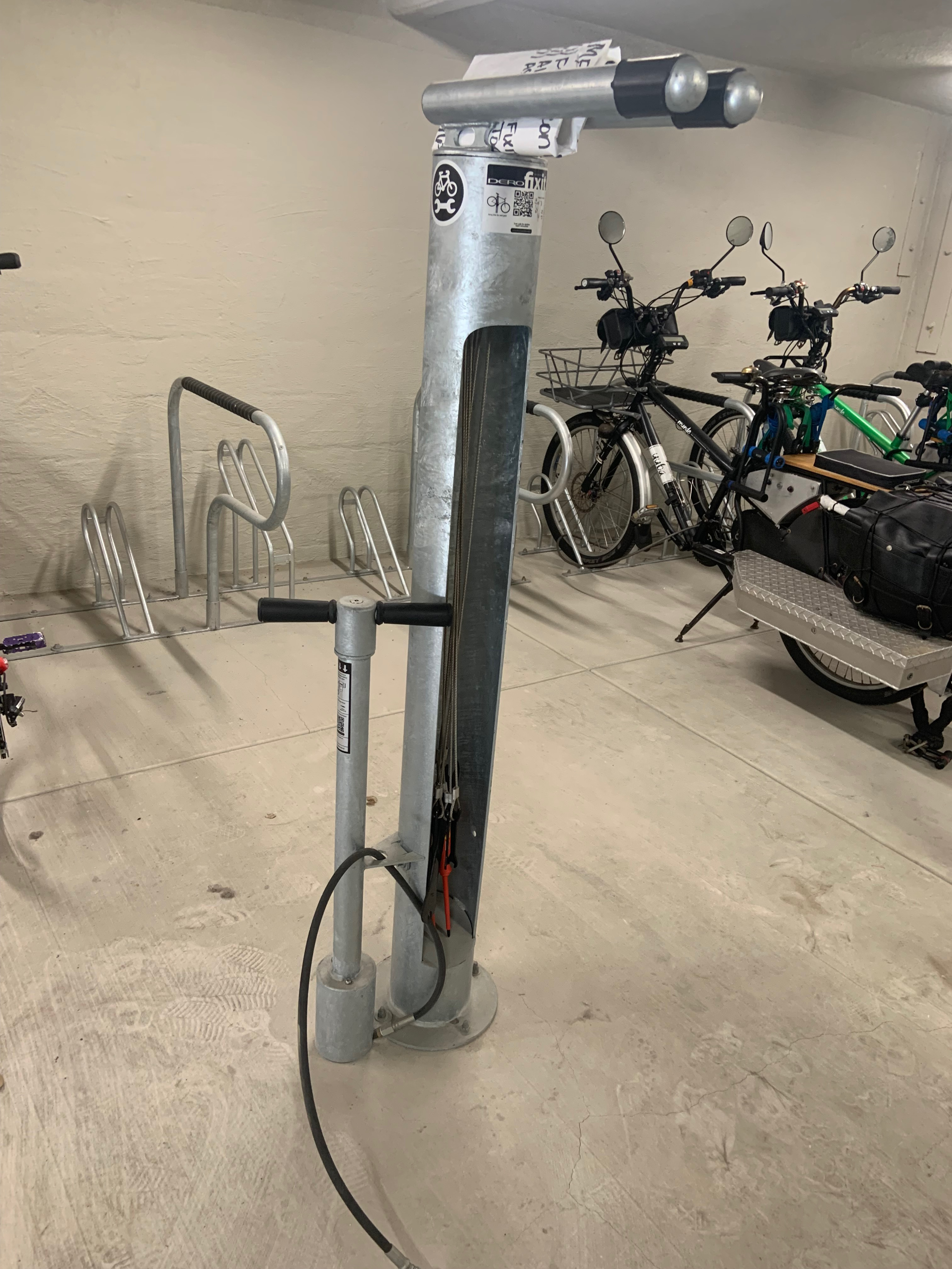 Bike fix kit in the storage room